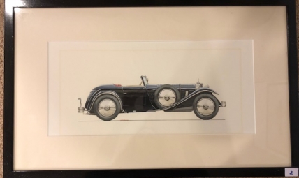 Painted rendering of a Mercedes-Benz 680S Saoutchik roadster 